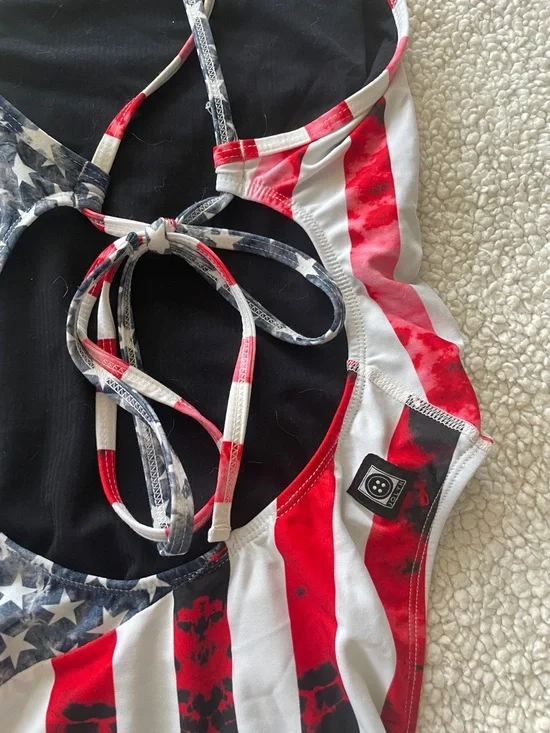 Jolyn American Flag Stars & Stripes One-Piece Swimsuit Red White Blue Jackson 3 - Picture 5 of 10